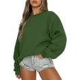 thumbnail image 1 of Mefallenssiah Mode Femmes Décontracté à Manches Longues Col Rond Chandail Ample pour Dames Hauts Blouse Vert G, 1 of 4