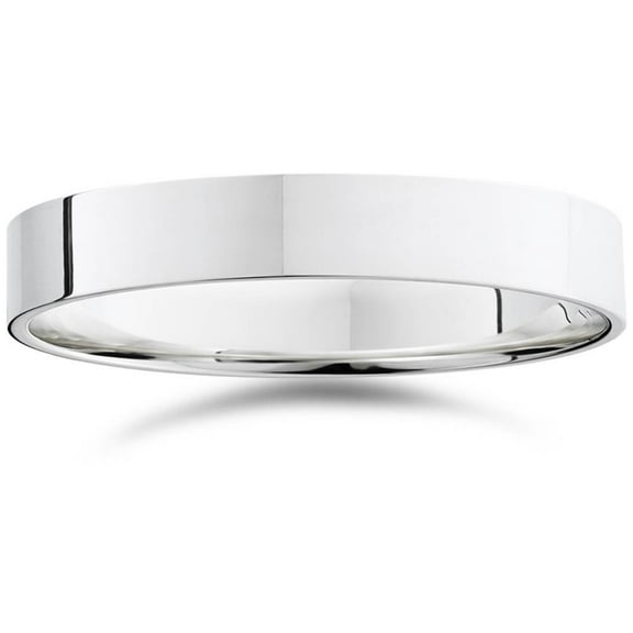 Pompeii 4mm Flat High Polished Wedding Band 14K White Gold (,)