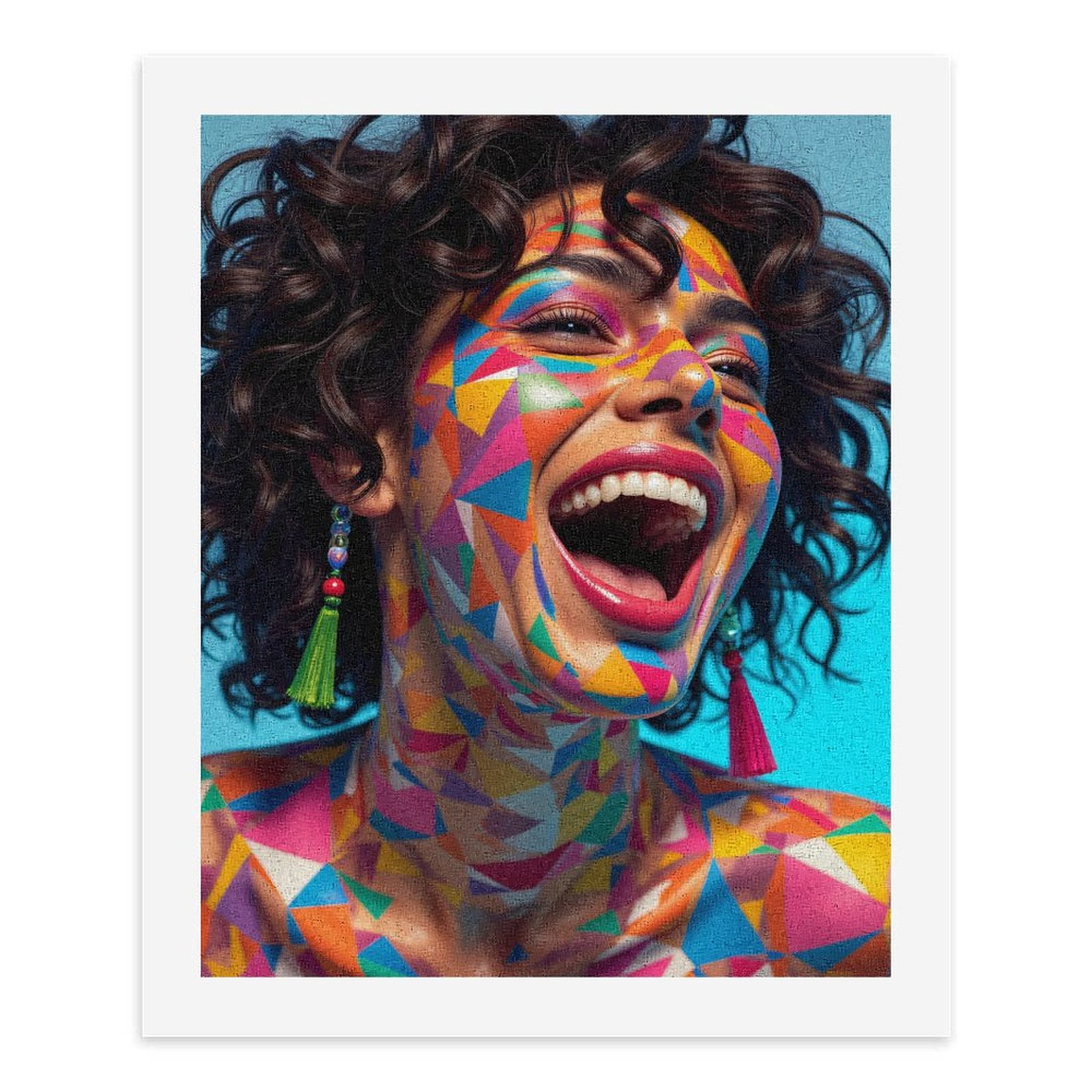 Paint By Numbers Kit for Adults Beginner - DIY Colorful Geometric Face Art Laughter Canvas Painting Kits for Adults, Frameless Paint By Number for Adults for Home Wall Decor 16x20 Inch