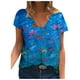 thumbnail image 1 of Moda Mujer Cuello en V Manga corta Impresión Jersey Blusas sueltas Tops Camiseta OAVQHLG3B Store lin121212, 1 of 4