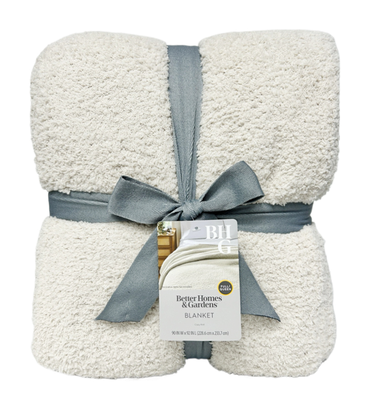 BETTER HOMES & GARDENS COZY KNIT BLANKET, BEIGE, FULL/QUEEN