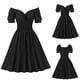 thumbnail image 2 of Vestido formal de cintura alta de manga corta de color sólido con un hombro para mujer Fridja  bnh6727, 2 of 9
