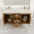 thumbnail image 4 of Eviva Curio 60"W x 18"D Walnut Double Sink Bathroom Vanity with White Carrara Quartz Countertop and Undermount Porcelain Sinks, 4 of 11