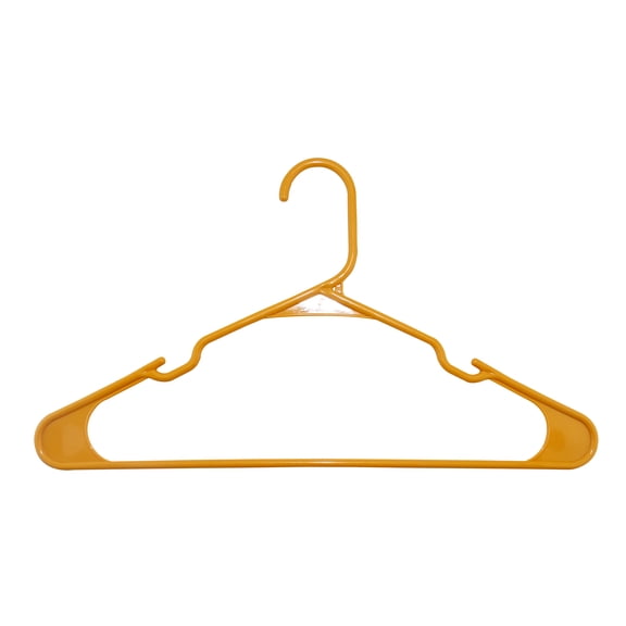 Mainstays Plastic Notched Adult Hangers for Any Clothing Type, Mustard Dijon 100 Count
