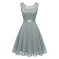 thumbnail image 4 of ClodeEU Women Vintage Princess Floral Lace Cocktail O-Neck Party Bridesmaid Dress Gray 6(M), 4 of 6