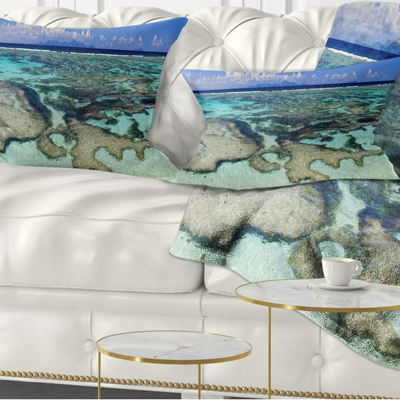 Designart 12" x 20" Blue Polyester Throw Pillow