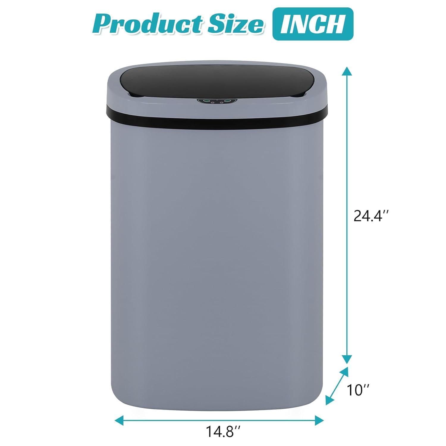 Dkelincs 13 Gallon Automatic Trash Can with Motion Sensor 49L Touchless Kitchen Garbage Can with Removable Lid, Waterproof for Home Bathroom, Gray