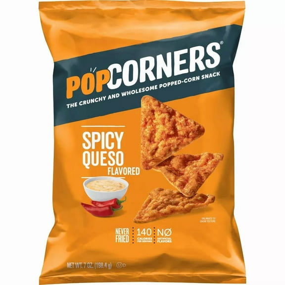 PopCorners Popped Corn Chips Spicy Queso Flavored Snack Chips, 7 Ounce Bag-2Pack