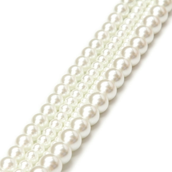 Cousin DIY White Pearl Glass Bead Strand, 7.5 inch, White, Unisex, Model# 69992050, 120 Pieces