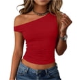 thumbnail image 2 of Womens Off Shoulder Tops Going Out Crop Tank Top Slim Fitted Shirts Casual Dressy Summer Outfits Y2K Cute Tops, M, 2 of 7