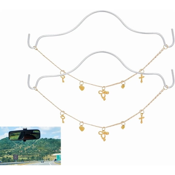 2pcs Car Hanging Ornaments Cute Alloy Bowknot Pendants with Aluminum Chains Rearview Mirror Hanging Charms Car Interior Pendant Decor Accessories for DIY handcrafting