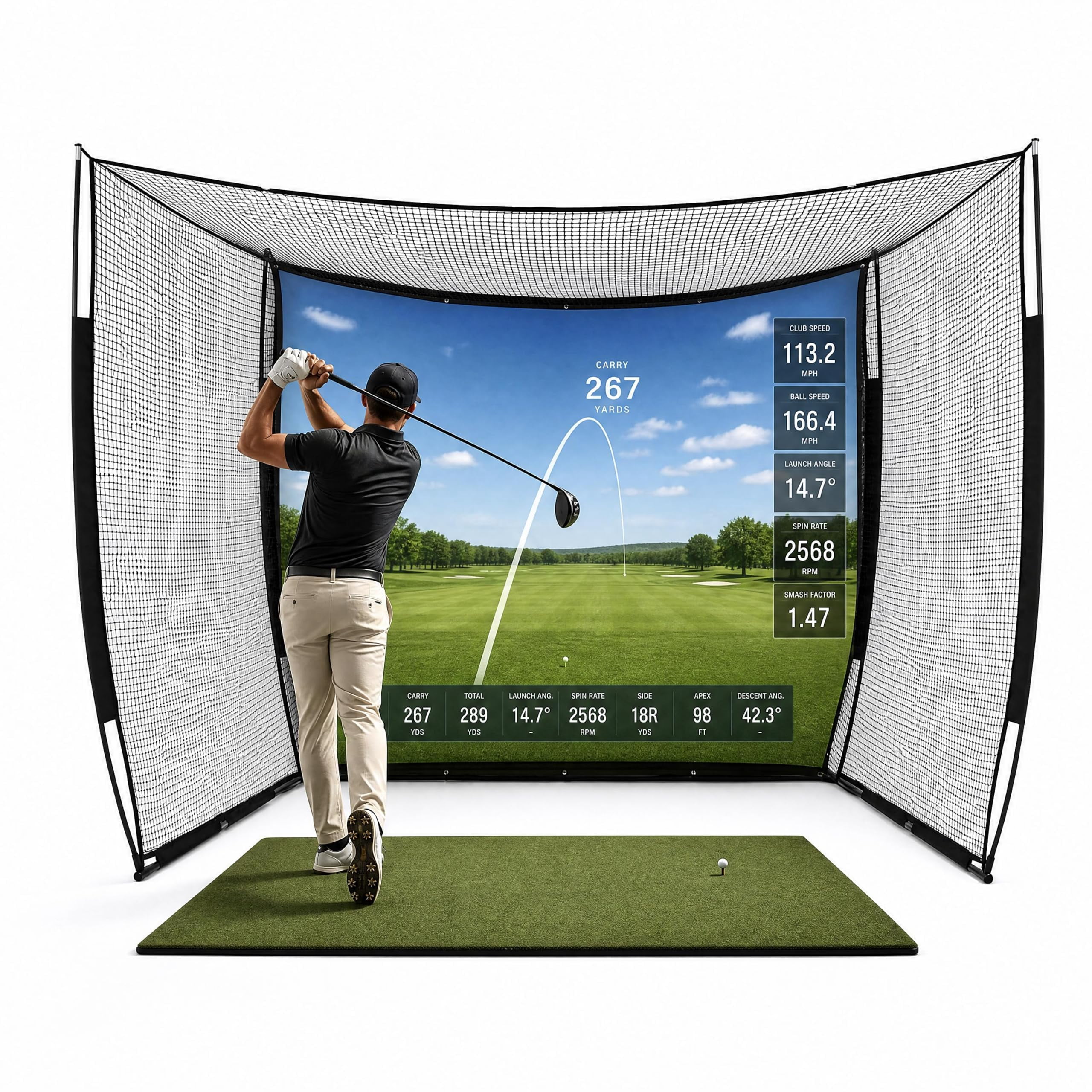 Zealfeel Golf Practice Net 10x7FT with Chipping Target, Mat, Balls