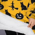 thumbnail image 3 of Oversized Wearable Blanket Hoodie,Halloween Black Cats Witches and Pumpkins Sherpa Blanket Hoodie with Super Pockets,Super Warm Fuzzy Pullover for Women & Men, 3 of 6