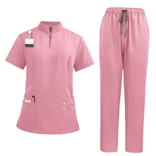 Conjunto de enfermería, uniforme de trabajo suave, traje para spa, cosmetología, centro de belleza. Rosa