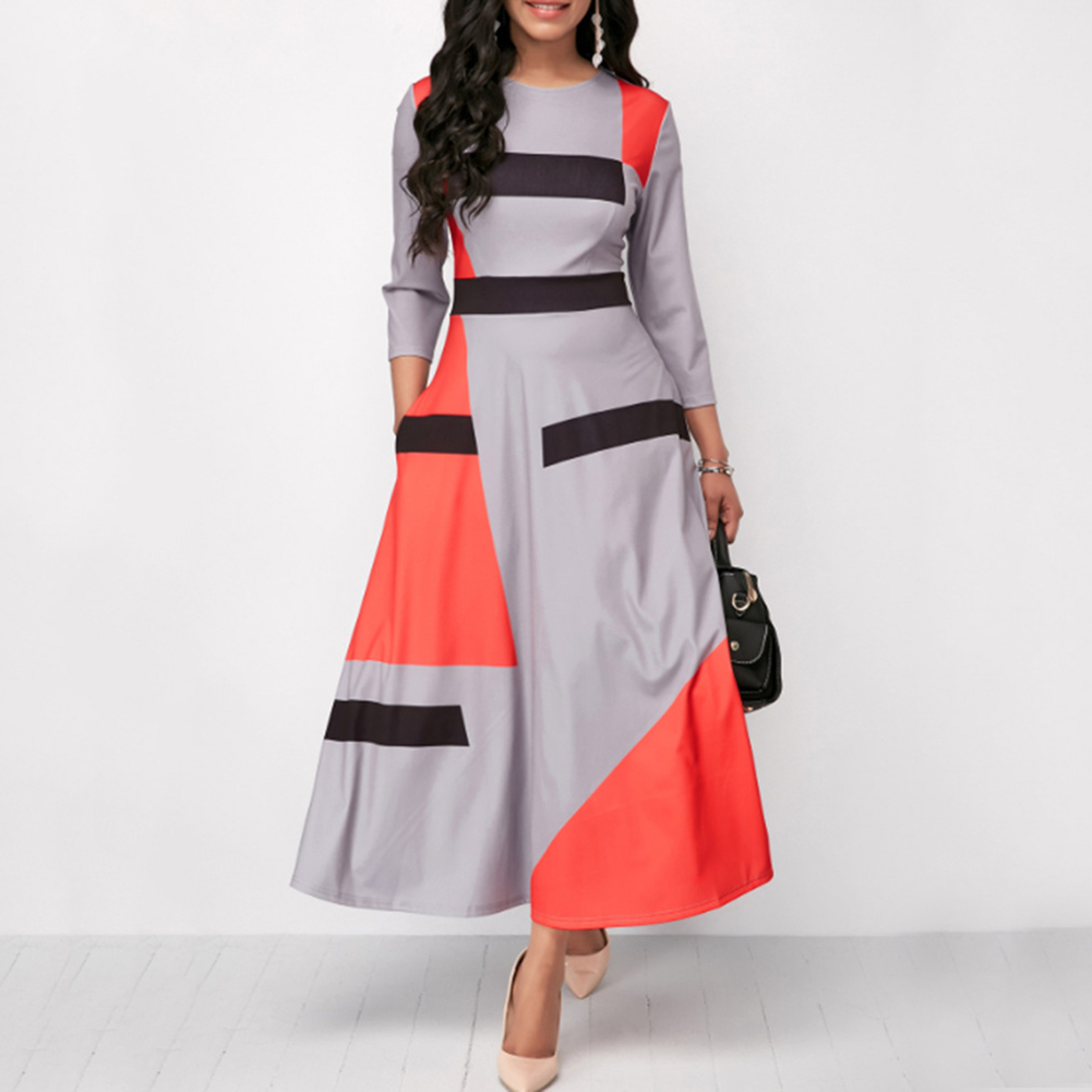 Sleeve O-Neck Slim Maxi Dress - Walmart 