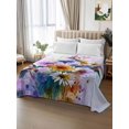 thumbnail image 2 of Twin XL Flat Sheet 66"x102", Pink Purple Hummingbird Soft Lightweight Bedding Flat Sheets Only, Spring Oil Painting Sunflowers Brushed Microfiber Top Bed Sheet, Breathable StainResistant Bedsheets, 2 of 9