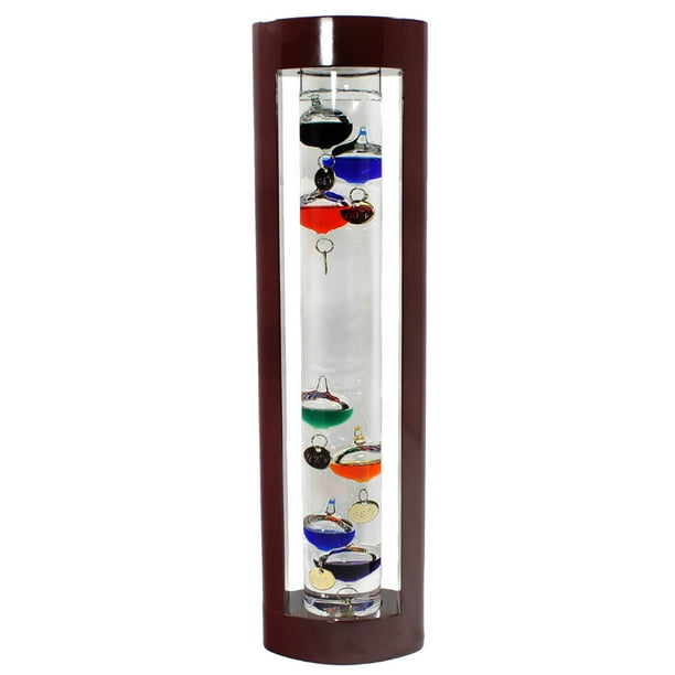 15" GALILEO THERMOMETER Cherry Stand FAHRENHEIT
