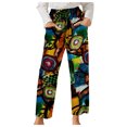 thumbnail image 1 of Pantalones de pierna ancha retro de algodón y lino sueltos casuales con estampado de mujer de moda Fridja  hfkajh98838, 1 of 5