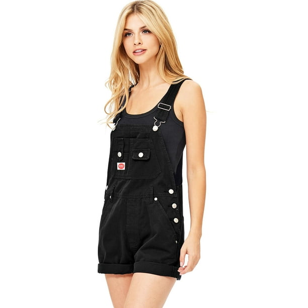 Revolt Revolt Women's PLUS SIZE Classic Soft Canvas Twill Short Overalls (16, Black) Walmart