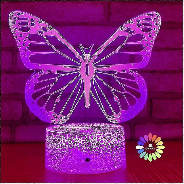 Butterfly Night Light, Birthday Gift For Girls 3d Illusion Lamp Kids Bedside Lamp With 16 Colors Changing Remote Control Butterfly Toys Girls Gifts