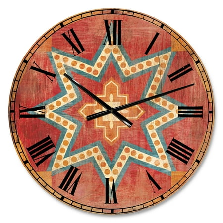 Designart 'Moroccan Orange Tiles Collage I' Metal Wall Clock