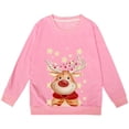 thumbnail image 4 of PMVFHDE Liquidation Chandails en Molleton Mignons pour Filles Automne et Hiver Imprimé de Noël Col Rond Manches Longues Décontracté Sans Capuche Chandails en Molleton d'Automne, Rose, 3-4 Ans, 4 of 4