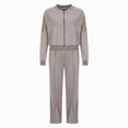 thumbnail image 6 of Mifsaly Womens Sweatsuits 2 Piece Outfit Zip Up Cropped Bomber Jacket and Wide Leg Sweatpants Fall Winter Y2K Street Workout Lounge Matching Outfits, 6 of 6