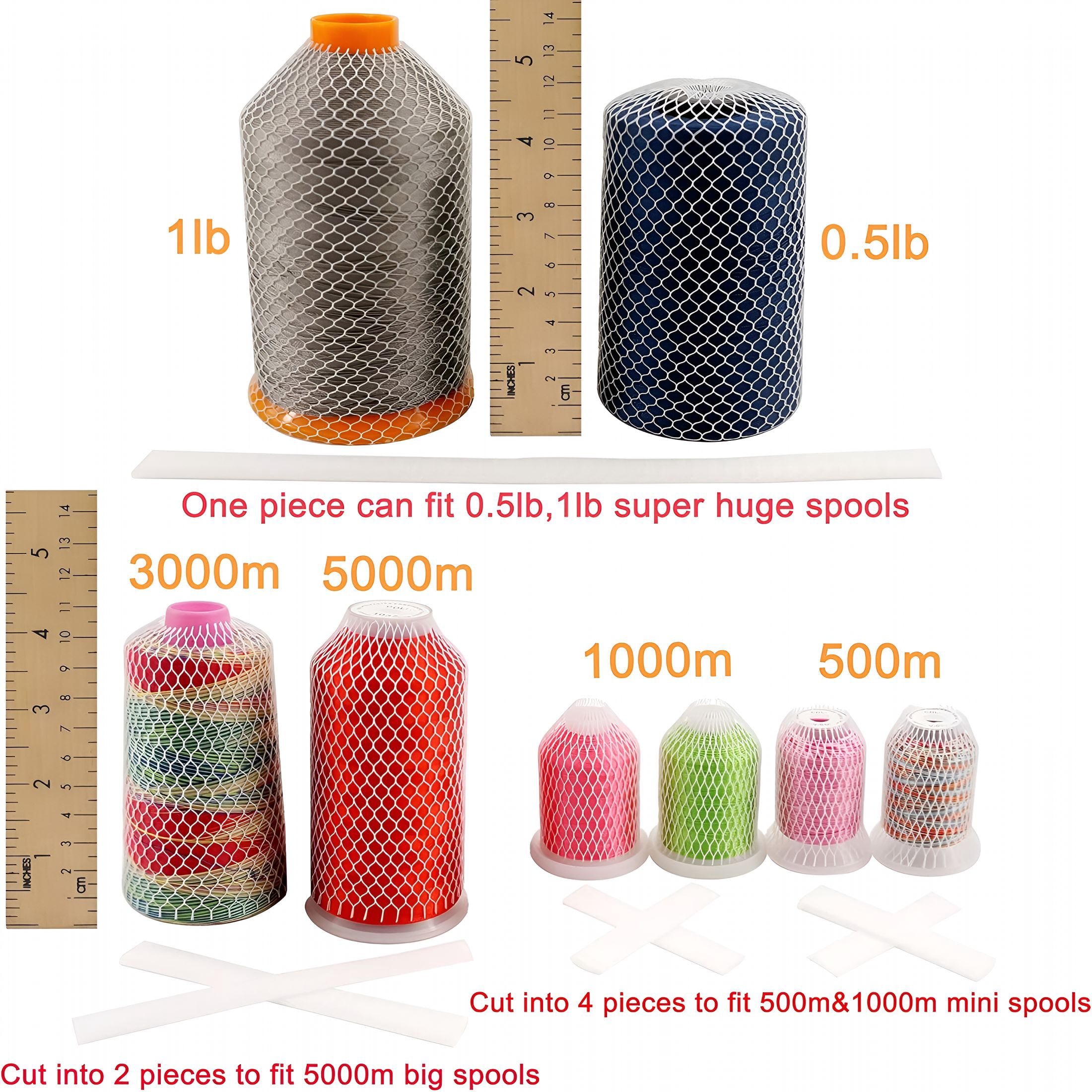 TUWAFE 100Pcs Thread Net Spool Saver for Different Sizes of Embroidery Sewing Quilting and Serger Thread Spools/Cones-9.8"(25Cm) Long Each Piece