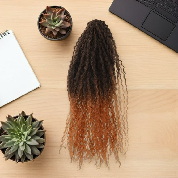 PAMINGONO Brown Synthetic Afro Water Wave Braiding Hair Extensions with Realistic Brazilian Curly Texture