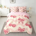 thumbnail image 2 of Manfei Dreamy Pink Bowknot Bedding Comforter Set 7 Pieces, Vintage Rustic Flower Full Bedding Set, Teens Kids Child Reversible Fitted Sheet Flat Sheet, Super Cozy Room Decor, 2 of 7