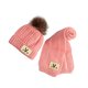 thumbnail image 2 of Qarigey Conjunto de 2 unidades de bufanda para niños, sombrero elástico de felpa, calentador de cabeza, Color sólido, cálido, frío, Sombreros Rosado, 2 of 6