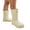Beige, variant on Women's Mid Calf Chunky Rubber Rain Boots, Waterproof Solid Color Thick Sole Non Slip Protective Work Outdoor Mud Garden Water Shoes With Wide Calf Comfort Footwear,Dark Green 5.5