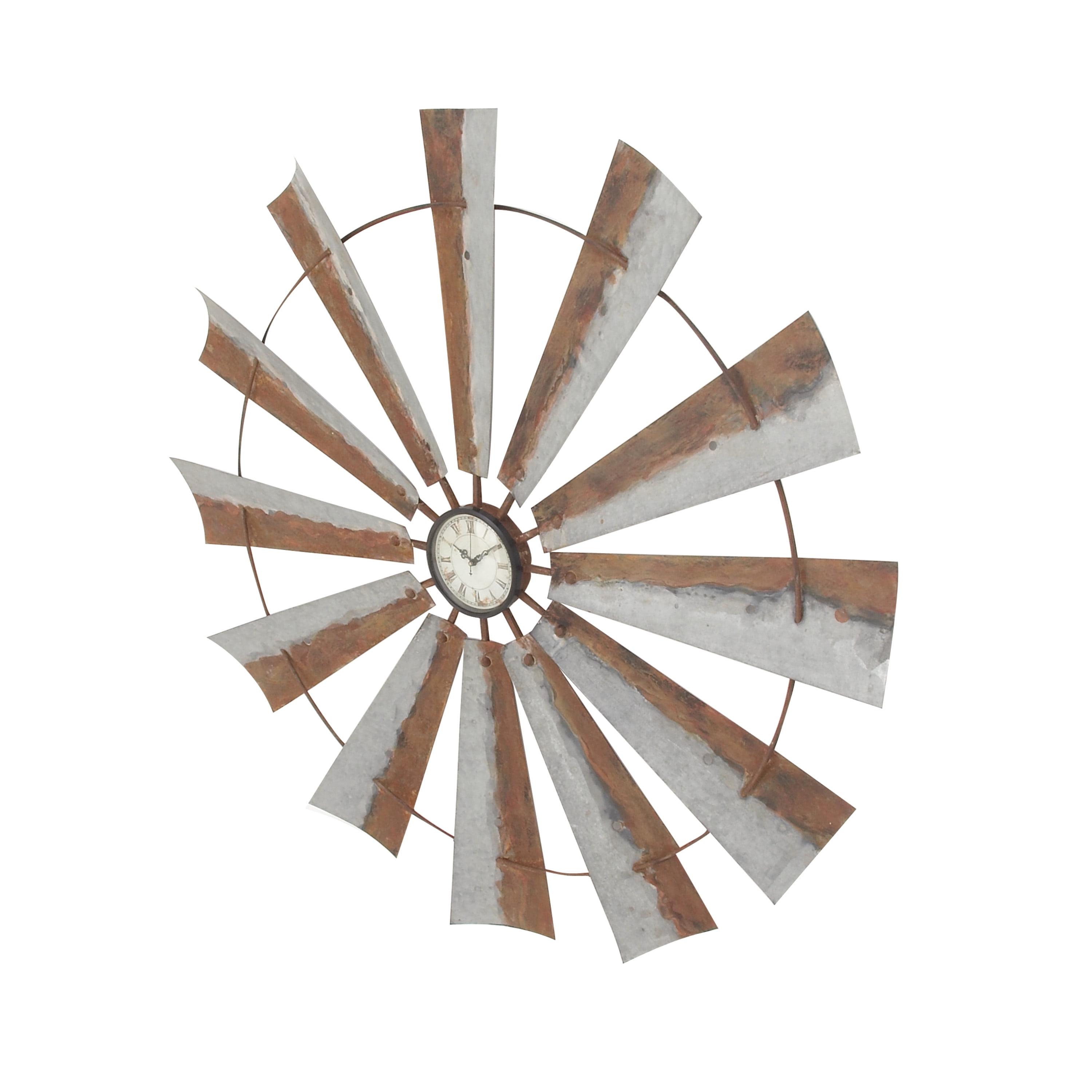 DecMode Indoor 39"D Grey Analog Round Farmhouse Wall Clock