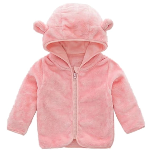 XBASW Toddler Baby Girls Fleece Jacket Bear Ears Hooded Coat Newborn Winter Fall Zip up Warm Outwear 1-3Y