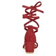 thumbnail image 2 of BLISSFUL STEP Women's Shoes Lace-Up Chunky Heel Open Toe Cross Strap Sandals Red 9, 2 of 8