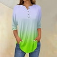 thumbnail image 1 of Chemises Vertes pour Femmes Manches 3/4 Hauts pour Femmes Printemps 2025 Tunique Imprimée Décontractée T-Shirts Trois Quarts Hauts pour Femmes Sorties, 1 of 5