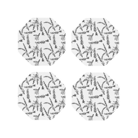 

Junzan Lavender Flowers Print Coasters for Drinks - Leather Coasters Set of 4 for Coffee Table for Housewarming/Kitchen/Bar/Decor-Octagon