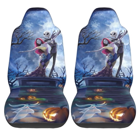 2PCS Universal Fit Car Seat Covers, The Nightmare Before Christmas Print Car Seat Cover For Front Seat Cushion Protectors Two Pcs Auto Accessories Bucket Seat Covers