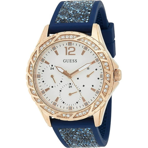 Guess Swirl Crystal White Dial Ladies Watch W1096L4