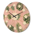 thumbnail image 3 of Designart 'Palm Tropical Leaves Retro Pattern' Mid-Century Modern Wood Wall Clock, 3 of 5