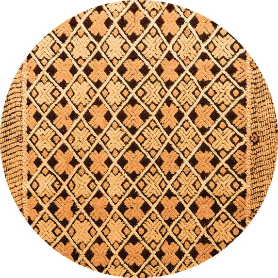 Ahgly Company Indoor Round Abstract Orange Modern Area Rugs, 8' Round