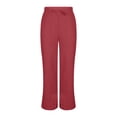 thumbnail image 6 of Casual Pants for Women 2026 Spring Summer Lightweight Elastic Waist Drawstring Side Split Hem Wide Leg Pants with Pockets, 6 of 6