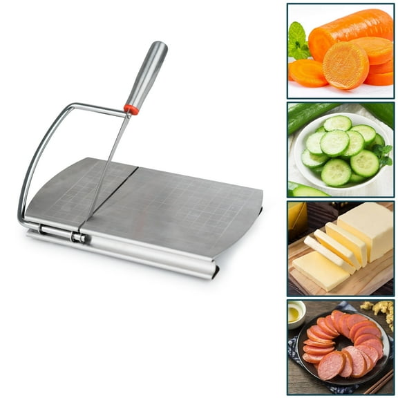 Qissep Stainless Steel Cheese Slicer for Block Cheese,with Precision Scale,for Sausages,Ham,Butter,Vegetables