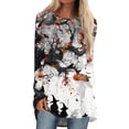 thumbnail image 3 of Halloween Long Sleeve Shirts for Women Funny Halloween Party Bat Crew Neck Loose Party Womens Tunic Tops Trendy Vintage Fall Clothes Wear with Leggings Outfits Gray XXL, 3 of 7