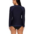 thumbnail image 3 of Charmo Women's Zip Front Long Sleeve Rash Guard Top Sun Protection Swim Shirt, 3 of 4