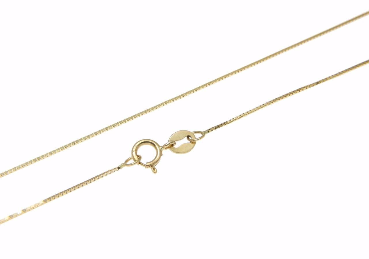 14K solid yellow gold 0.6mm box chain necklace 22"