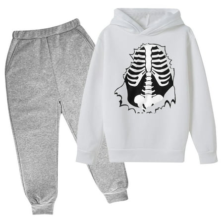 

Generic Toddler Baby Girls Boys Halloween Print Padded Hooded Sweatshirt Set Autumn Winter Clothes for Home Outdoor Indoor（3-4 Years White）