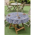 thumbnail image 3 of Outdoor Tablecloth with Umbrella Hole and Zipper, Blue Floral Round Table Cloth 60 Inch Waterproof Tablecloth, Spring Flowers Pattern Plants Simple Vintage Picnic Table Cover for Patio Camping, 3 of 7