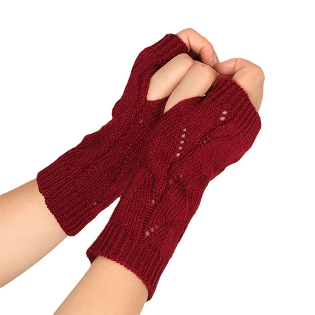 Gants Mitaines Rouges Tricotés Convertibles Sans Doigts en Laine Mitaines Chaudes