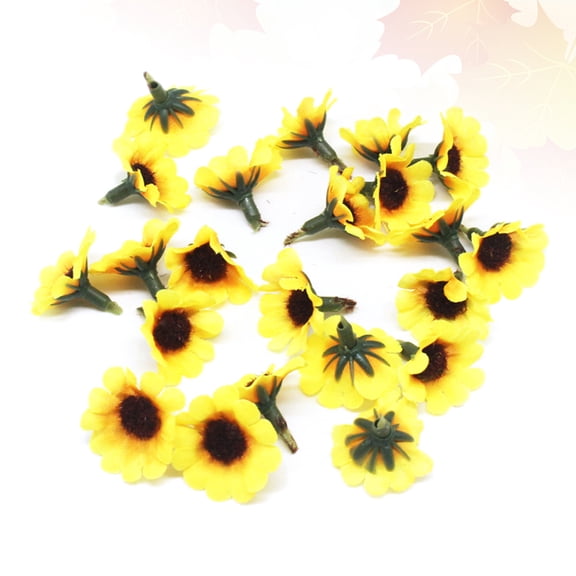 OULII 50Pcs Simulation Sunflower Decor Yellow DIY Craft Flower Heads for Wedding Christmas Party Decoration